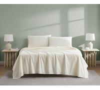 Linen Closet Parure de lit 4 pièces en Coton Bio 300 Fils au Pouce carré pour lit Double, Ivoire Frais