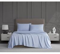 Linen Closet Parure de lit 4 pièces en Coton Bleu Queen Size