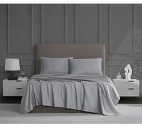 Linen Closet Parure de lit 4 pièces en Coton Gris Clair pour très Grand lit