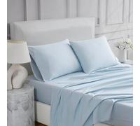 Linen Closet Parure de lit 4 pièces en Percale Bleu Clair