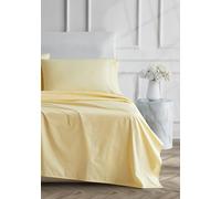 Linen Closet Parure de lit 4 pièces en Percale Jaune Clair pour très Grand lit