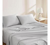 Linen Closet Parure de lit en Coton Bio Gris Clair pour très Grand lit