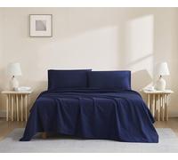 Linen Closet Parure de lit Queen Size en Coton Bio Bleu Marine