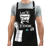 LINEN CLOSET® Tabliers de barbecue réglables pour homme - Tablier de chef amusant et grossier - Cadeau de Noël pour papa, fils, père, mari avec 2 poches - Tablier Lets Cook, Noir , taille unique