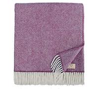 Linen & Cotton Chaude et Douce Grande Couverture en Laine Alaska Diamant Sergé - 100% Pure Laine de Nouvelle-Zélande, Violet (140 x 220 cm) Plaid Dessus de Lit Couvre-Lit Jete de Canape ou Fauteuil
