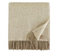 Linen & Cotton Couverture Chaude et Douce Couverture Confortable Columbus - 100% Pure Laine de Nouvelle-Zélande, Beige Naturel Blanc (140 x 200 cm) Plaid en Laine d'agneau, Couvre-Lit, Jete de Canape