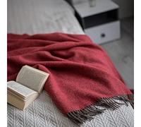 Linen & Cotton Couverture Chaude et Douce Couverture Confortable Columbus - 100% Pure Laine de Nouvelle-Zélande, Rouge Marron Brun (140 x 200 cm) Plaid Dessus de Lit Couvre-Lit Jete de Canape Sofa