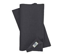 Linen & Cotton Lot de 4 Serviettes de Table Nordic, 100% Lin Lavé - Noir (42 x 42cm)