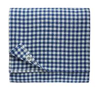 Linen & Cotton Nappe de Table en Tissu à Carreaux Vichy Estella - 100% Lin, Blanc Bleu (140 x 350 cm) Longue Grande Festif Campagnard pour Maison Restaurant Café Gastronomie Pique-Nique L'été Pâques