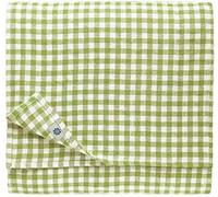Linen & Cotton Nappe de Table en Tissu à Carreaux Vichy Estella - 100% Lin, Blanc Vert (100 x 100 cm) Carré Festif Campagnard pour Maison Restaurant Gastronomie Pique-Nique L'été Printemps Pâques