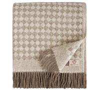 Linen & Cotton Plaid de Luxe Paris Diamant Sergé -100% Pure Laine de Nouvelle-Zélande, Brun Marron Naturel (140 x 200cm) Couverture Chauffante/Jeté de Canapé/Couvre Lit Polaire/Blanket pour Sofa