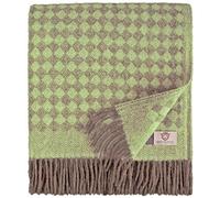 Linen & Cotton Plaid de Luxe Paris Diamant Sergé - 100% Pure Laine de Nouvelle-Zélande, Brun Marron Vert (140 x 200cm) Couverture Chauffante/Jeté de Canapé/Couvre Lit Polaire/Blanket Sofa Fauteuil