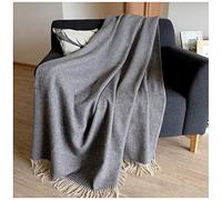 Linen & Cotton Plaid de Luxe, Très Doux et Chaud STONEWOLD - 100% Laine Merinos, Gris (140 x 200cm) Couverture Chauffante/Jeté de Canapé/Couvre Lit Polaire/Blanket pour Sofa Fauteuil/Idée Cadeau