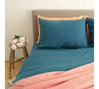 Linen & Cotton Taie d'oreille Alicia, 100% Lin Lavé - 50 x 70cm (Bleu Pétrole)