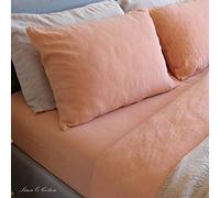 Linen & Cotton Taie d'oreille Alicia, 100% Lin Lavé - 50 x 70cm (Corail)