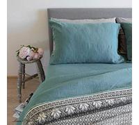 Linen & Cotton Taie d'oreille Alicia, 100% Lin Lavé - 50 x 70cm (Vert Menthe)