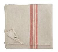 Linen & Cotton Vintage Shabby Chic Nappe de Table en Tissu Provence - 100% Lin Lavé, Beige Naturel Rouge (136 x 300 cm) Rayée Épaisse Champetre Rectangulaire Grande Longue pour Maison Cuisine Noël