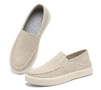 Linen Espadrilles for Men. Straw Casual Canvas Slip on Loafers. Fashion Breathable Hand Stitching Linen Indoor Outdoor Non-Slip Comfortable Flat (Beige Closed-Back,41)