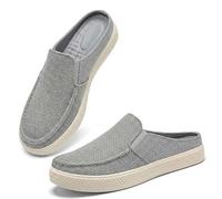Linen Espadrilles for Men. Straw Casual Canvas Slip on Loafers. Fashion Breathable Hand Stitching Linen Indoor Outdoor Non-Slip Comfortable Flat (Grey Open-Back (Mule),41)