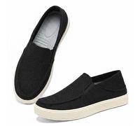 Linen Espadrilles for Men. Straw Casual Canvas Slip on Loafers. Fashion Breathable Hand Stitching Linen Indoor Outdoor Non-Slip Comfortable Flat (Black Closed-Back,44)