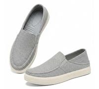 Linen Espadrilles for Men. Straw Casual Canvas Slip on Loafers. Fashion Breathable Hand Stitching Linen Indoor Outdoor Non-Slip Comfortable Flat (Grey Closed-Back,43)