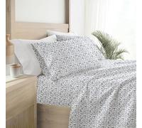 Linen Market 4 Piece Sheet Set Patterned, Queen, Burst of Vines Navy
