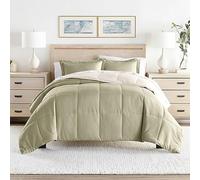 Linen Market iEnjoy Home Hotel Collection Premium Down Alternative Reversible Comforter Set Parure de lit, Microfibre, Sauge/Ivoire, Twin/Twin XL