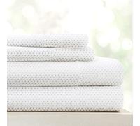 Linen Market ienjoy Home IEH-4PC-STP-K-LG Parure de lit 4 pièces à Motifs, très Grand lit, Gris Clair à pointillés