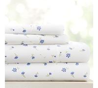 Linen Market Parure de lit 4 pièces à Motifs, Grand lit, Bleu Clair Floral Doux