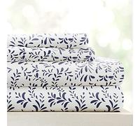 Linen Market Parure de lit 4 pièces en Microfibre brossée Double Facile d'entretien avec Poche Profonde de 40,6 cm, Bleu Marine, très Grand lit