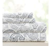 Linen Market Parure de lit 4 pièces pour grand lit (floral bleu marine) - Dormez mieux que jamais avec ces draps de lit ultra doux et rafraîchissants pour votre lit queen - Poche profonde pour matelas