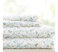 Linen Market Parure de lit 4 pièces Ultra Douce de qualité supérieure, Motif Floral Sauvage, Bleu Clair, Gris Clair (IEH-4PC-WDF-QUEEN-LBLUE)