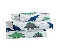 Linen Plus Parure de lit pour Enfants/Adolescents Dinosaures Anciens Vert, Bleu, Gris, Blanc, Nouveau # T-Rex Vert (lit Simple)