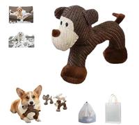 Linen Safari Companions Squeaky Dog Toys - Dog Toy with Squeaker，Durable、Linen Animals for Small Medium Big Dogs, Tough Chewers Dog Squeaky Toy for Boredom Relief&Interactive Play (coffee color)
