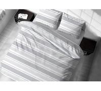 Linen Web Housse de Couette 100% Coton Motif rayé Gris Taille Unique