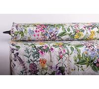 LinenBuy Tissu d'été en lin imprimé numériquement, poids moyen, pré-lavé par The Yard (0,9 m, motif floral d'été)