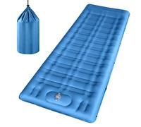linenix Matelas Autogonflant,Matelas Camping,Matelas Gonflable 1 Place,12cm D'épaisseur,Matelas Trekking,Matelas Randonnée Ultra Léger,Portable avec Oreiller Int égré et Pompe à Pied,Camping (Bleu)