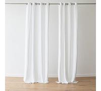 LinenMe 1x Rideau Lin 100% avec Oeillets - Rideaux Voilage Lin pour Salon Chambre à Coucher - 140x250 cm - Terra White