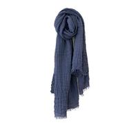 LinenMe - Châle Estivale en Lin 100 x 200 cm - Cheche Homme Femme Léger, Respirant - Écharpe de Plage Unisexe avec Franges - French Blue