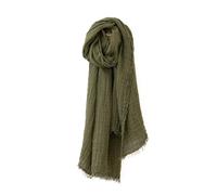 LinenMe - Châle Estivale en Lin 100 x 200 cm - Cheche Homme Femme Léger, Respirant - Écharpe de Plage Unisexe avec Franges - Olive