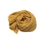 LinenMe Cheche Femme et Homme, Écharpe, Foulard, Chale - 100% Lin - Taille 100 x 200 cm - pour l'été, la plage, léger, respirant, avec Franges - Antique Gold