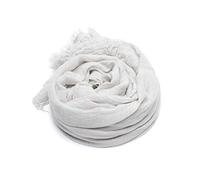 LinenMe Cheche Femme et Homme, Écharpe, Foulard, Chale - 100% Lin - Taille 100 x 200 cm - pour l'été, la plage, léger, respirant, avec Franges - Argent