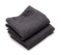 LinenMe Lot de 2 Serviettes de Toilette gaufrées Grises 50 x 70 cm fabriquées en Europe - Lin européen - Lavable en Machine - Super Absorbant - 100%