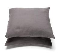 LinenMe Taie D’Oreiller en 100% Lin - 2 pièces 50 x 70 - Housse de Coussin Luxueuse, thermorégulateur, hypoallergénique - Graphite