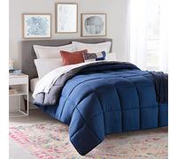 Linenspa Couette 4 saisons en microfibre - Ultra doux, Couette 135x200 cm, 1 personne, Couverture Blue Marine / Gris Graphite