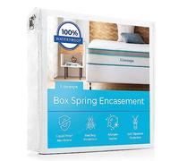 Linenspa Housse de Protection pour sommier tapissier Double, Protection complète avec Fermeture éclair, étanche, Blanc