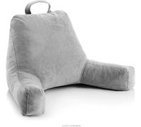 Linenspa Oreiller de Lecture en mousse déchiquetée, Coussin de soutien du dos parfait pour se détendre, jouant, regarder la télévision ou lire - housse en velours doux, Gris