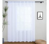 Linentalks Extra Wide White Sheer Curtains for Living Room, Patio Door Curtain for Sliding Door, Sheer Voile Rod Pocket Room Divider Curtains, White Tulle Backdrop Curtain Drapes 1 Panel 100 W X 96" L