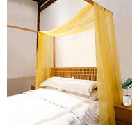 Linentalks Rideaux de lit de Luxe à baldaquin à Quatre poteaux - 1 pièce (132,1 x 579,1 cm) en Jaune pour Grand lit et lit Double