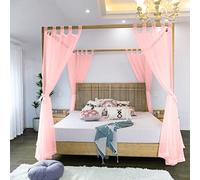 Linentalks Rideaux Transparents pour Lit à Baldaquin - 4 Auvents d'Angle, Très Grand Lit, Double et Jumeau - Rose